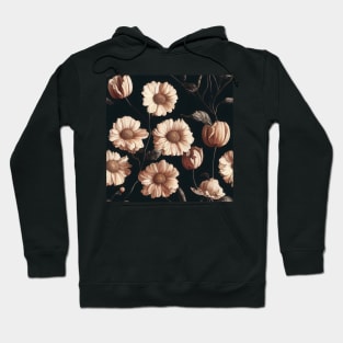 Dark and Moody Pink Peonies on Dark Background Hoodie